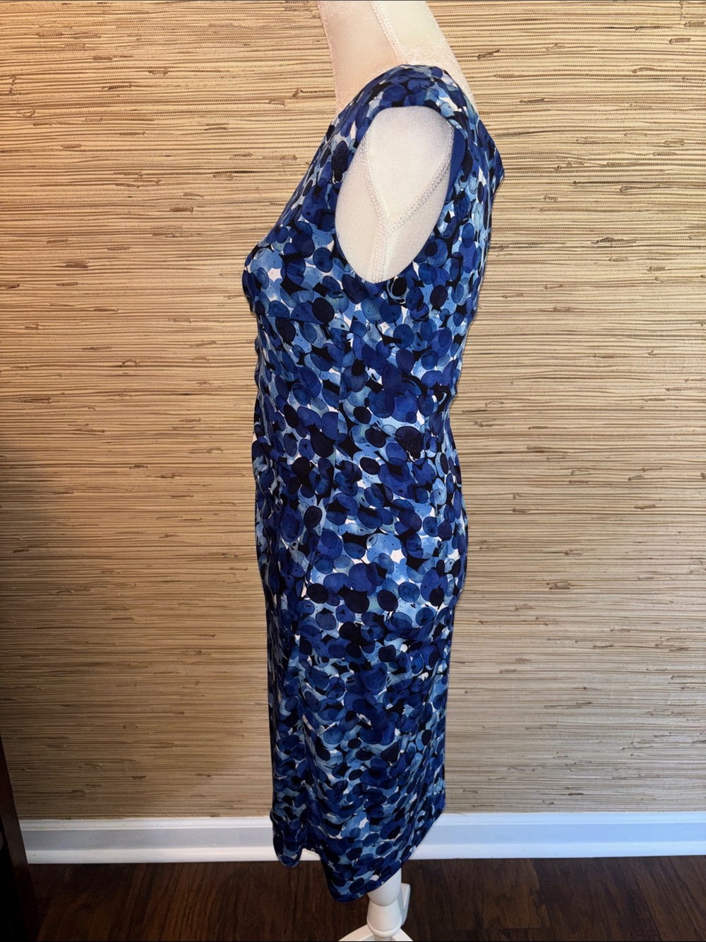 Connected apparel Blue Printed Sheath Dress - Elegant Knot Detail size 8 EUC! - Picture 3 of 9